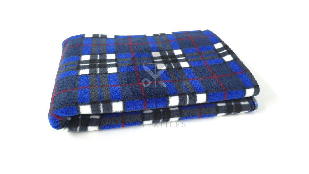 Printed Polar Fleece Anti Pill - Tartan Navy Check