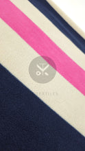 Load image into Gallery viewer, Printed Polar Fleece - Pink &amp; Navy Stripe
