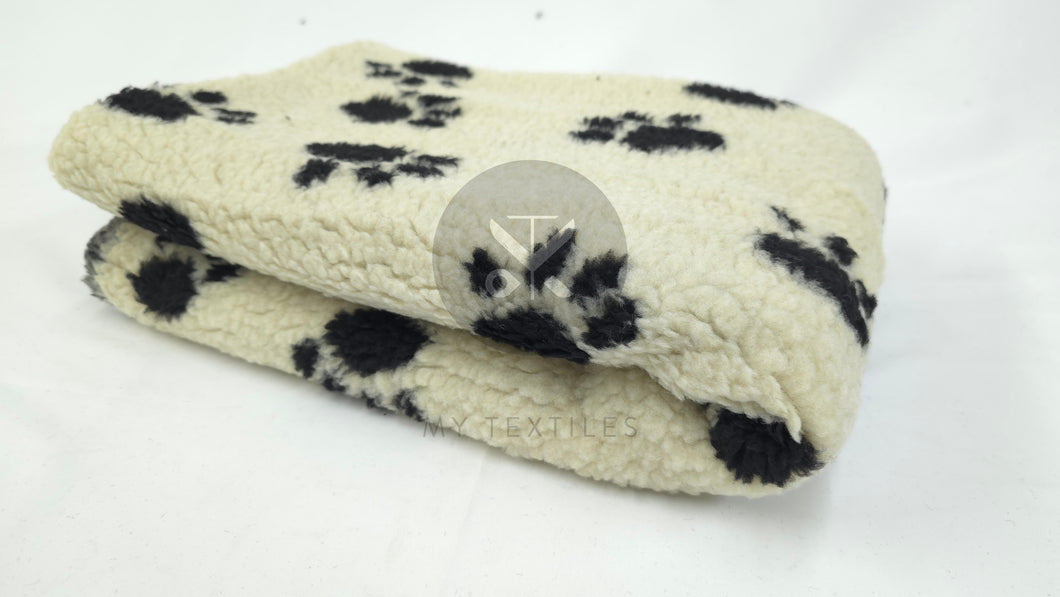 Paw Print Sherpa Fur - Cream