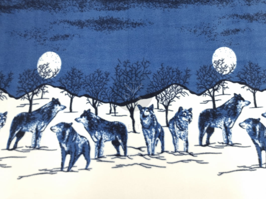 Printed Polar Fleece - Blue Wolves