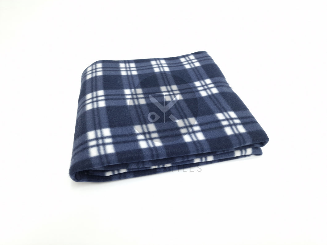 Tartan Polar Fleece Blanket - Navy