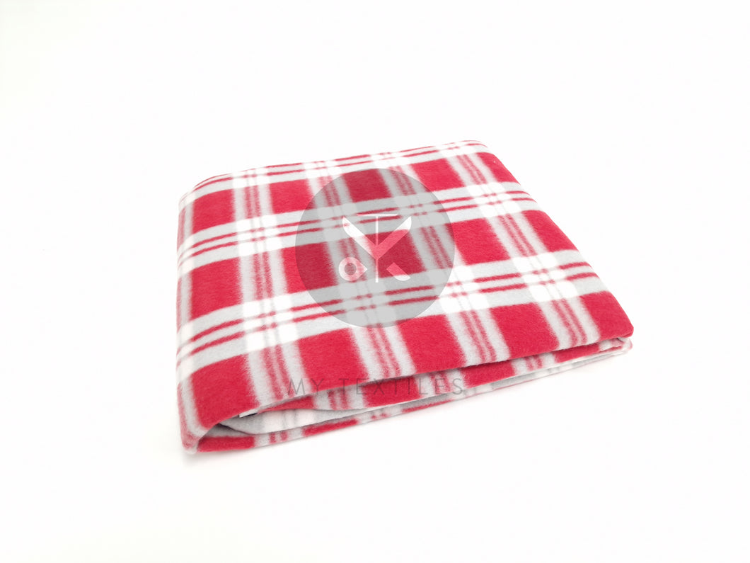 Tartan Polar Fleece Blanket - Red