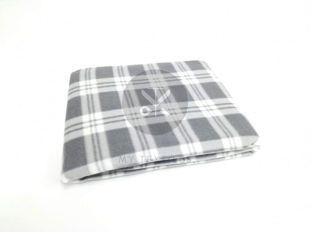 Tartan Polar Fleece Blanket - Grey