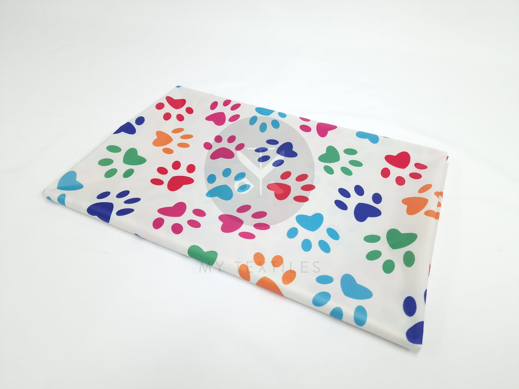 Printed Polyester - White Paw Print