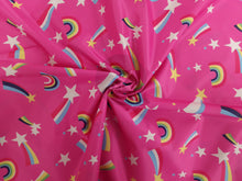 Load image into Gallery viewer, Printed Polyester - Pink Stars &amp; Rainbows
